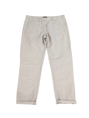 LOFT Light Beige cotton blend straight leg casual Pants flap back pockets sz 4